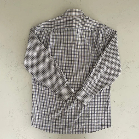 Tommy Hilfiger Ithaca LS Button Down Check Print Dress Shirt Blue Wht Tan Sz 15 - Picture 7 of 12